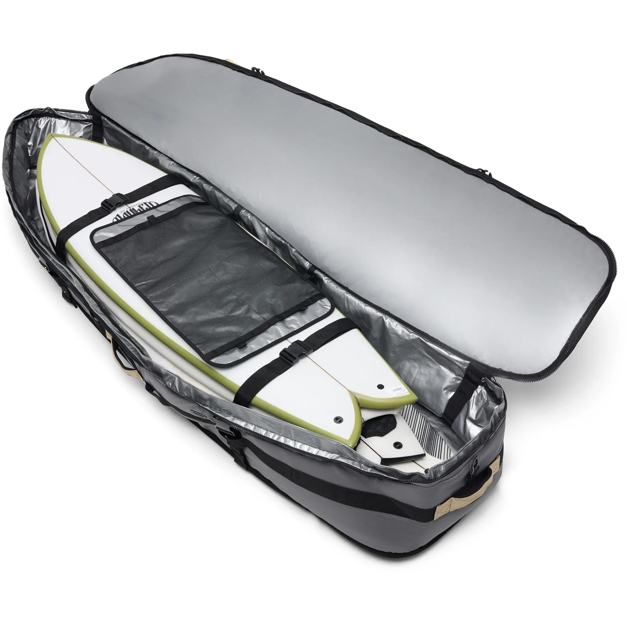 World Traveler Quad Surfboard Roller Bag - Castlerock/Stone - Image 3